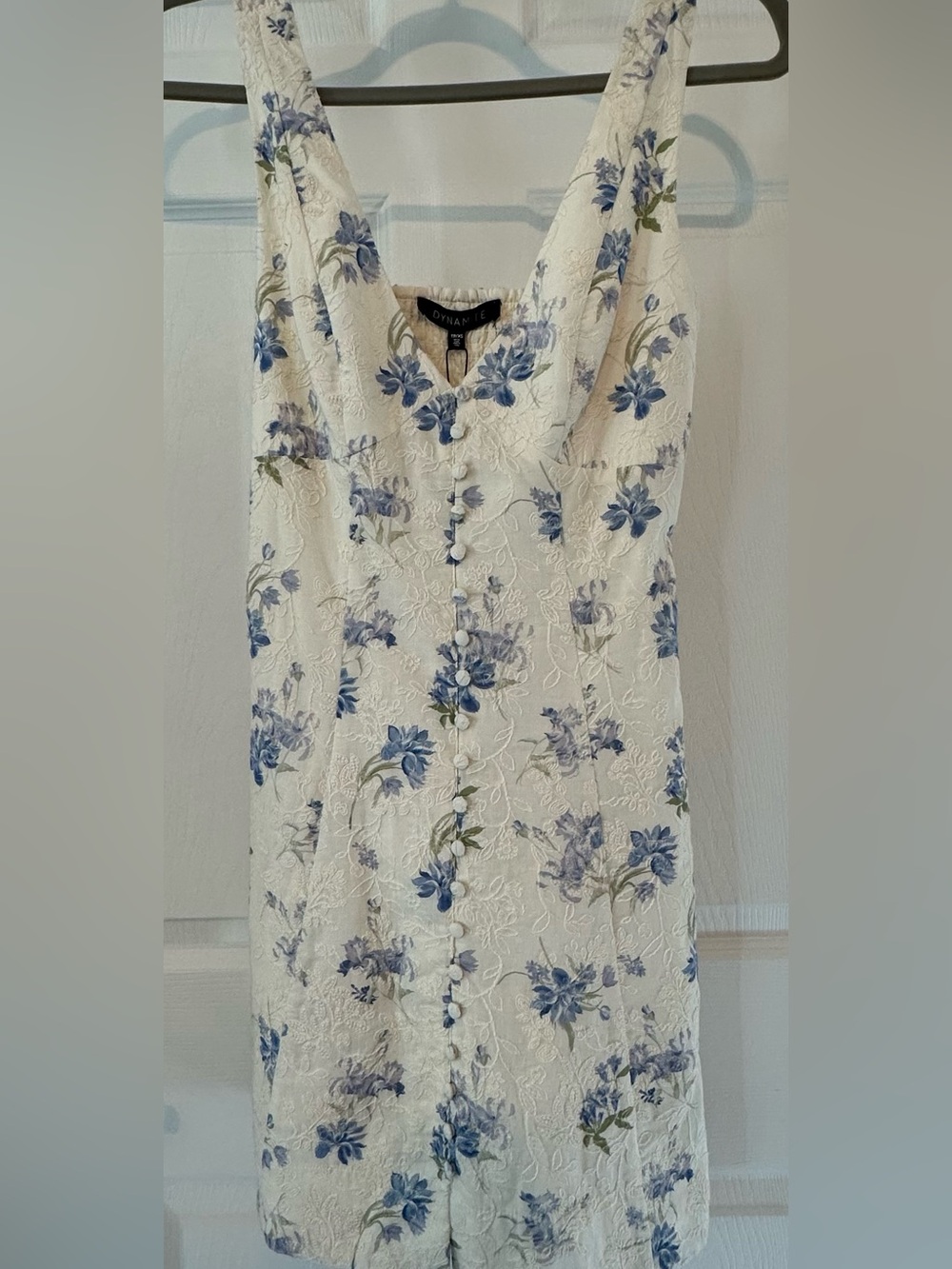 Dynamite White Blue Floral Jacquard Mini Dress XS NWT